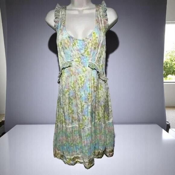 Kimchi Blue Watercolor Pastel Pleated Mini Dress – Size M – Dreamy Cottagecore - Picture 11 of 13